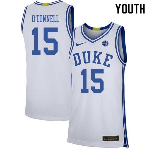 Youth Duke University #15 Alex O'Connell White Stitched Jersey 628482-678