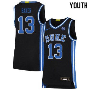 Youth Duke Blue Devils #13 Joey Baker Black Basketball Jersey 482679-488