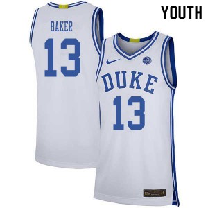 Youth Blue Devils #13 Joey Baker White High School Jerseys 294041-958
