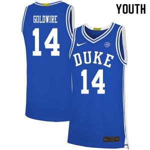 Youth Duke Blue Devils #14 Jordan Goldwire Blue Player Jersey 373906-743
