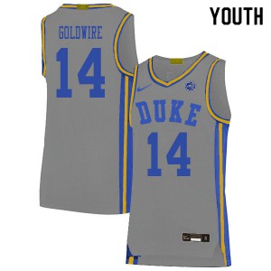 Youth Blue Devils #14 Jordan Goldwire Gray College Jerseys 613852-361