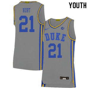 Youth Duke Blue Devils #21 Matthew Hurt Gray Official Jerseys 753783-770