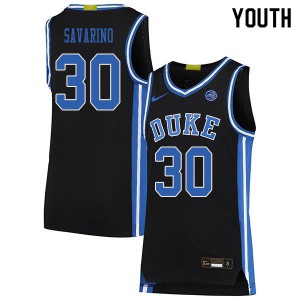 Youth Duke Blue Devils #30 Michael Savarino Black University Jerseys 332880-845