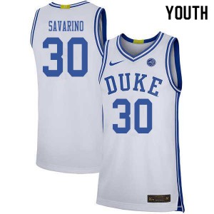 Youth Duke University #30 Michael Savarino White High School Jersey 304143-839