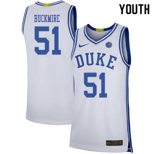 Youth Blue Devils #51 Mike Buckmire White Stitch Jersey 740165-213