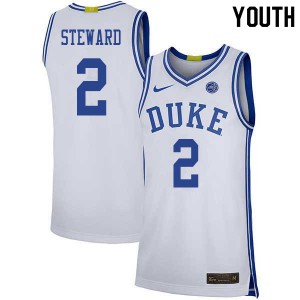 Youth Duke University #2 DJ Steward White Player Jerseys 603901-161