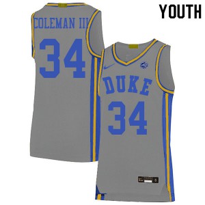 Youth Duke #34 Henry Coleman III Gray NCAA Jerseys 191797-793