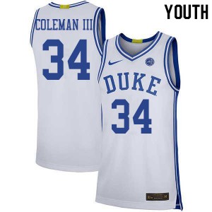 Youth Duke University #34 Henry Coleman III White Basketball Jerseys 681722-223