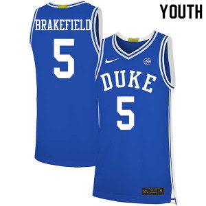 Youth Blue Devils #5 Jaemyn Brakefield Blue Basketball Jerseys 235871-863