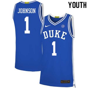 Youth Duke #1 Jalen Johnson Blue Stitch Jersey 890827-876