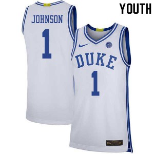 Youth Duke University #1 Jalen Johnson White Basketball Jerseys 450031-624