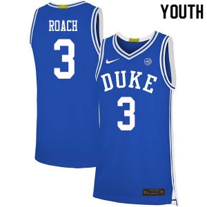 Youth Duke Blue Devils #3 Jeremy Roach Blue Basketball Jerseys 340349-364