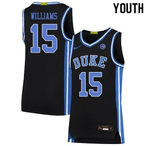 Youth Duke Blue Devils #15 Mark Williams Black Basketball Jersey 272069-878