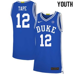 Youth Duke University #12 Patrick Tape Blue University Jersey 809126-225