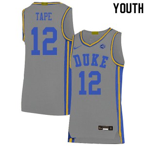 Youth Duke Blue Devils #12 Patrick Tape Gray Stitched Jerseys 708084-346